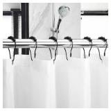 Shower Curtain Rings,Shower Curtain Hooks,Rust Proof Secure Lock Ring Clips for Hanging Bathroom Curtain (Black Pear-Shape)