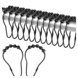 Shower Curtain Rings,Shower Curtain Hooks,Rust Proof Secure Lock Ring Clips for Hanging Bathroom Curtain (Black Pear-Shape)
