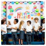 Chinco 60 Pieces Watercolor Bulletin Board Cutouts Colorful Watercolor Door Decorations Back to School Cutout for Bulletin Board Borders, 10 Styles