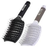 TaiBest Boar Bristle Hair Brush Set - Dry/Wet Hair Brushes Detangler for Fine, Thick, Curly Hair - Curved and Vented Hair Brush for Women, Men or Kids