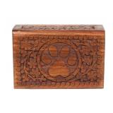 Wooden Pet Memorial Keepsake Cremation Urns for Ashes Pet Urn Wood Keepsake Box Urns for Cat Dogs Ashes | Cat Memorials (Paw)