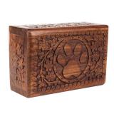 Wooden Pet Memorial Keepsake Cremation Urns for Ashes Pet Urn Wood Keepsake Box Urns for Cat Dogs Ashes | Cat Memorials (Paw)