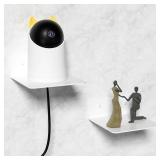 Wisfame Small White Shelves for Wall, 4.92 Inch Metal Floating Shelves for Echo, Cameras, Small Speaker, Adhesive Display Ledges, No Drilling Wall Shelves for Bathroom, Living Room, Bedroom, 2 Pack