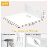 Wisfame Small White Shelves for Wall, 4.92 Inch Metal Floating Shelves for Echo, Cameras, Small Speaker, Adhesive Display Ledges, No Drilling Wall Shelves for Bathroom, Living Room, Bedroom, 2 Pack