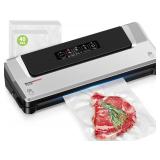 Bonsenkitchen Vacuum Sealer Machine with Bags | Compact Food Sealer for Kitchen Storage & Meal Prep | Multiple Modes | External Vacuum System, Silver