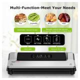 Bonsenkitchen Vacuum Sealer Machine with Bags | Compact Food Sealer for Kitchen Storage & Meal Prep | Multiple Modes | External Vacuum System, Silver