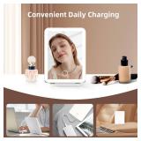 Hansong Folding Makeup Mirror with Lights Rechargeable 7.9 inch for Travel Mirror with 72 Led Lights Lighted Up Mirror 1000mAh 3 Color Adjustable Lighting Dimmable Beauty Gift for Women