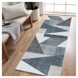 Runner Rug Non Slip Hallway: 2x6 Washable Kitchen Runner Rugs for High Traffic Areas Modern Durable Long Hall Carpet with TPE Backing Easy Clean Bedroom Floor Mat Soft Indoor Entryway Rug Blue/Grey
