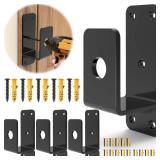 Thickened Door Barricade Bracket for 2X4 Lumber, Drop Open Bar Holder Steel U Bracket, as Home, Barn, Shed, Garage, Gate Security Door Reinforcement(4)