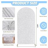 MODFUNS Silver Sequins Arch Cover 3.3x6.6ft Metallic Arch Covers Spandex Arch Stand Cover Double-Sided Arch Covers Glitter Arch Backdrop for Holiday Party Event Banquet Arch Decorations