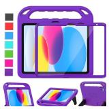 LTROP Kids Case for iPad 11th (A16) / 10th Generation (2025/2022) with Screen Protector, Durable Shockproof Handle Stand Case for iPad 11th/10th Gen, Purple