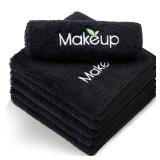 Orighty Microfiber Makeup Remover Cloths - Super Soft, Quick Dry Face Towels for Cleansing, 13 x 13 Inch, 6 Count, Black