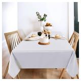 sancua 2 Pack White Tablecloth 60 x 102 Inch, Rectangle 6 Feet Table Cloth - Stain and Wrinkle Resistant Washable Polyester Table Cover for Dining Tables, Buffet Parties and Camping