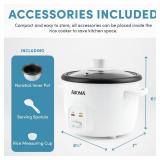 Aroma Housewares 4-Cups (Cooked) / 1Qt. Rice & Grain Cooker (ARC-302NG), White