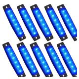 PSEQT 10 Pcs LED Rock Strip Lights Car Exterior Underglow Wheel Fender Well Lighting Kits Waterproof for Golf Cart Wrangler Offroad Truck RV UTV ATV Snowmobile (Blue)