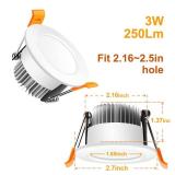 2 Inch LED Recessed Lighting Dimmable Downlight, 3W(35W Halogen Equivalent), 6500K Daylight White, CRI80, Ceiling Light with LED Driver for Living Room Hallway Stairwell Museum Showroom, 8 Pack