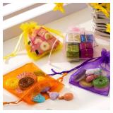 Meowoo 100PCS Organza Bags, 3x4in Small Mesh Bags Drawstring for Jewelry, Candy, Christmas, Sachets, Festivals, Bathroom Soaps, Makeup Organza, Wrapping Supplies(mixedcolor)