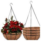 ArtFamy Hanging Baskets for Plants Outdoor(8 inch 4 Pack)- Coconut Coir Hanging Planters Outdoor, Metal Wire Baskets with Coco Liner, Hanging Pots for Plants Indoor, Flower Pots for Railings