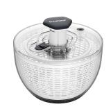 Ourokhome Salad Spinner Lettuce Dryer, One-handed Easy Press Large Vegetable Dryer Salad Mixer with Comfortable and Retractable Pusher and Brake Button for Greens, Herb, Berry, Fruits, 6.3 QT, Black