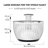 Ourokhome Salad Spinner Lettuce Dryer, One-handed Easy Press Large Vegetable Dryer Salad Mixer with Comfortable and Retractable Pusher and Brake Button for Greens, Herb, Berry, Fruits, 6.3 QT, Black