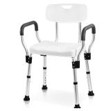 Sangohe Shower Chair, Heavy Duty Shower Seat with Back, Arms, Adjustable Height, Ideal for Bathtub, Handicap, Elderly, 796C