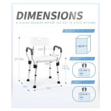 Sangohe Shower Chair, Heavy Duty Shower Seat with Back, Arms, Adjustable Height, Ideal for Bathtub, Handicap, Elderly, 796C