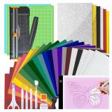 The Essential Bundle for Cricut Makers and All Explore Air-The All-in-One Accessories Kit with HTV Vinyl, Adhesive Vinyl, Transfer Tape, True Control Knife, Cutting Mat for Projects