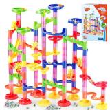 Gifts2U Marble Run Toy, 130Pcs Educational Construction Maze Block Toy Set with Glass Marbles for Kids and Parent-Child Game