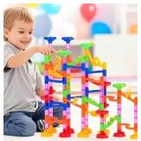 Gifts2U Marble Run Toy, 130Pcs Educational Construction Maze Block Toy Set with Glass Marbles for Kids and Parent-Child Game