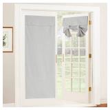 RYB HOME Kitchen Door Curtains 69 inch Length, 100% Blackout Natural Linen Blended Skylight/Patio/Glass/French Door Window Decor Privacy Shades, W26 x L69 inch, Concrete Grey, 1 Panel