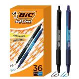 BIC Soft Feel Retractable Ballpoint Pen with 1.0 mm Medium Point and No-Slip Grip, in Assorted Ink