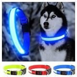 YFbrite Ultra Light Adjustable LED Dog Collar, Light up Dog Collars Rechargeable Glowing in The Dark Collars Visiblity & Safety for Small, Medium, Large Dogs (Blue, Small)