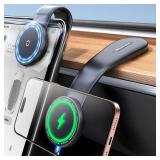 eSamcore for Magsafe Car Mount Charger, Wireless Magnetic Car Phone Holder Detachable 15W Fast Charging for Dashboard with Bendable Aluminum Arm Only Fit iPhone 17 16 15 14 13 Pro Max Mini