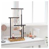 SRIWATANA Jewelry Organizer Stand, Extra Tall Necklace Holder Jewelry Holder, Gift Idea (Carbonized Black & Black)