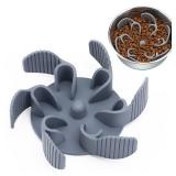 Keegud Slow Feeder Dog Bowls Insert [Octopus Suction Cups] Super Firm Slow Eating Dog Bowl [Cuttable] for Large Breed and Medium Size Dog Compatible with Regular and Elevated Dog Bowls (Flower)