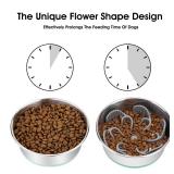 Keegud Slow Feeder Dog Bowls Insert [Octopus Suction Cups] Super Firm Slow Eating Dog Bowl [Cuttable] for Large Breed and Medium Size Dog Compatible with Regular and Elevated Dog Bowls (Flower)