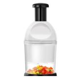 Food Chopper, Hand Chopper Dicer Easy to Clean, Manual Slap Vegetable Chopper Onion Cutter, Garlic Chopper Mincer for Onion, Nut, Tomato, Pepper, Celery, etc, White