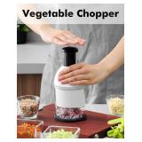 Food Chopper, Hand Chopper Dicer Easy to Clean, Manual Slap Vegetable Chopper Onion Cutter, Garlic Chopper Mincer for Onion, Nut, Tomato, Pepper, Celery, etc, White