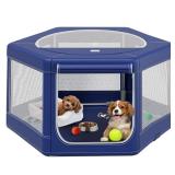 Dog Playpen,45x45x25.6 Inches Fabric Mesh Puppy Playpen,Portable Soft Fence for Dog and Cat, Breathable Exercise Pet Play Pen Indoor/Outdoor,Removable Zipper Top,Tear Resistant Fabric,Safe & Sturdy