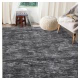 RUGSREAL Area Rug 5x7 Machine Washable Area Rug for Living Room Non-Slip Stain Resistant Modern Abstract Bedroom Rug Contemporary Solid Throw Rug Foldable Floor Carpet for Dining Room, Dark Grey