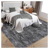 RUGSREAL Area Rug 5x7 Machine Washable Area Rug for Living Room Non-Slip Stain Resistant Modern Abstract Bedroom Rug Contemporary Solid Throw Rug Foldable Floor Carpet for Dining Room, Dark Grey