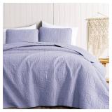 Chezmoi Collection Austin 3-Piece Oversized Bedspread Coverlet Set (King, Lavender)