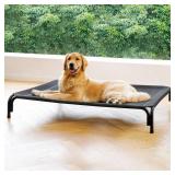 Elevated Dog Bed Raised Outdoor Dog Cot for Large Dogs, Installation Requires No Tools, Frame with Washable Cooling Breathable Mesh Anti-Slip Feet, Indoor Pet Bed, Black, 43.3 Inches
