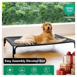 Elevated Dog Bed Raised Outdoor Dog Cot for Large Dogs, Installation Requires No Tools, Frame with Washable Cooling Breathable Mesh Anti-Slip Feet, Indoor Pet Bed, Black, 43.3 Inches