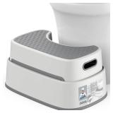 MR.SIGA Toilet Stool Squat Adult, Bathroom Stool Heavy Duty, Anti Slip Toilet Step for Bathroom, Toddler Step Stool for Kids, Off-White & Dark Gray