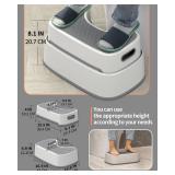 MR.SIGA Toilet Stool Squat Adult, Bathroom Stool Heavy Duty, Anti Slip Toilet Step for Bathroom, Toddler Step Stool for Kids, Off-White & Dark Gray