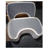 MR.SIGA Toilet Stool Squat Adult, Bathroom Stool Heavy Duty, Anti Slip Toilet Step for Bathroom, Toddler Step Stool for Kids, Off-White & Dark Gray