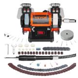 VEVOR Bench Buffer Polisher, Bench Buffer Grinder Polishing & Buffing Machine for Metal/Jewelry/Wood/Jade/Plastic/Silver DIY, with Wool/Abrasive Fiber Wheel/Grinding Wheel,100pcs Tools, 3590RPM