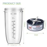 New Blender Cup and Blade Replacement Parts 32oz Cup and Extractor Blade and 2 Rubber Gaskets 4-Piece Compatible with NutriBullet High-Speed Blender/Mixer System 600W/900W Series