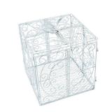 Fun Express White Metal Card Holder - Box with Scroll Design and Hinged Lid - Wedding and Event Decor - 1 Piece